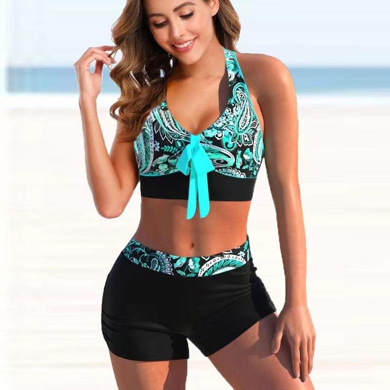 Striped Split Bikini: Feminine & Sophisticated