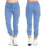 The Ultimate Utility: Women’s Elastic Waist String Side Pocket Pants - light blue