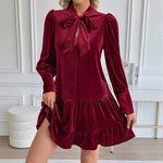 Elegant Burgundy Velvet Mini Dress