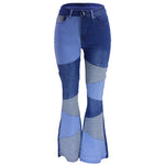 Fashionable Wide-Leg Patchwork Jeans - High-Waisted Denim - runwayfashionista.com