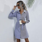 Bold Stripe Patchwork Shirt Dress: Commute Chic