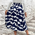 Pleated Printed Elastic Waist Skirt - runwayfashionista.com