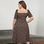 Square Neck Waist Open Long Floral Dresses