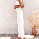 Decorative Button High Waist Pants - runwayfashionista.com