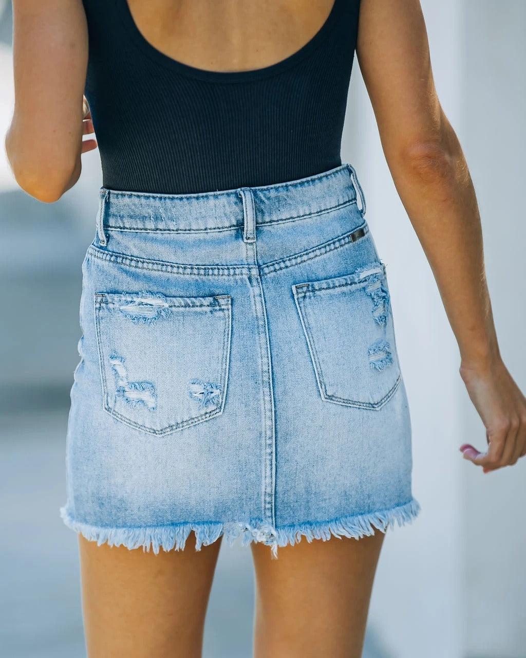 Ripped Raw Short Skirt - runwayfashionista.com