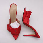 Pointed bow thin high heels