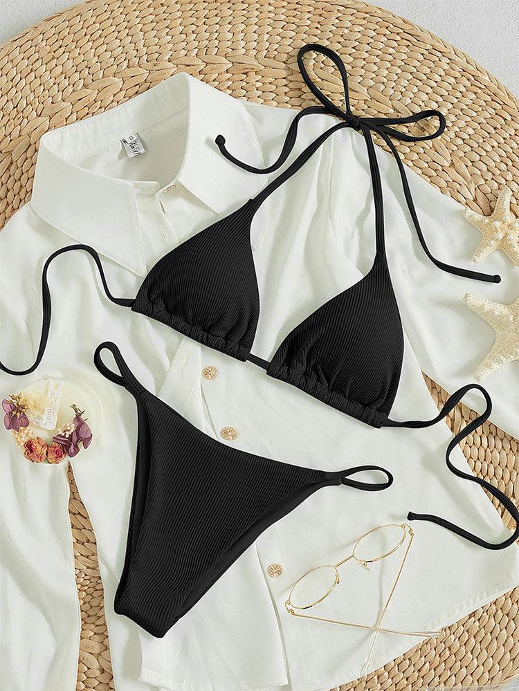 Luxury High-Waist Hanging Neck Tie Bikini