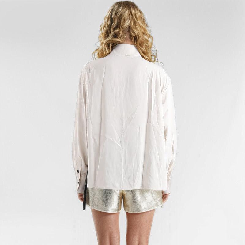 Pleated Irregular Long Sleeved Shirt
