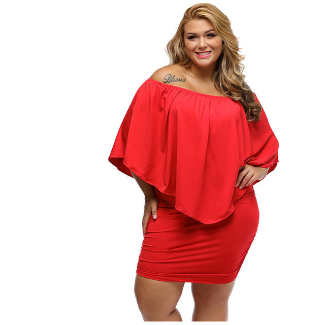 Unforgettable Allure: The Sleek Plus-Size Mini Dress- Red