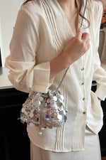 Drawstring Sequin Crossbody Bag - rnwayfashionista.com