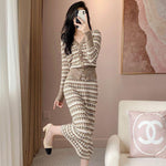 Single buckle Shirt+Pencil Skirt Two Pieces Set - runwayfashionista.com