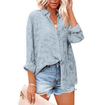 V-Neck Long Sleeved Temperament Commuting Shirt - runwayfashionista.com