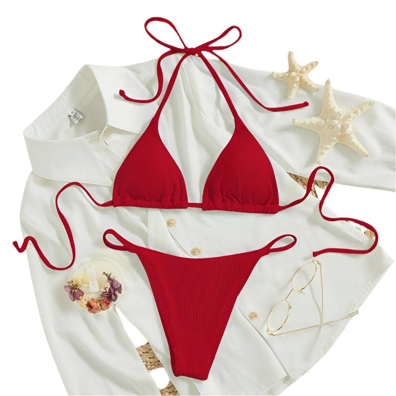 Hanging neck tie bikini