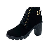 Thick Heels Round Toe Martin Boots - black