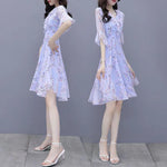 Flared Sleeve Floral Dress