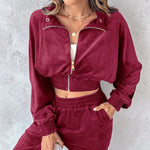 Long Sleeve Cropped Top and Pants Set - runwayfashionista.com