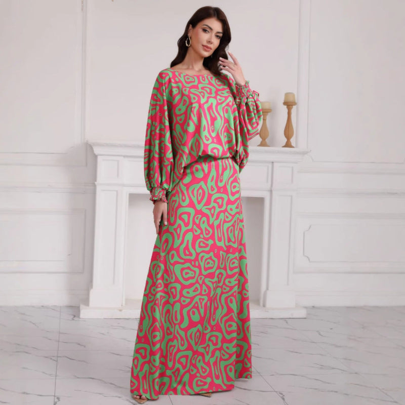 Bold Red Geometric Dress Set