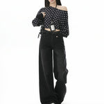 High Waist Loose Slim Straight Leg Long Pants