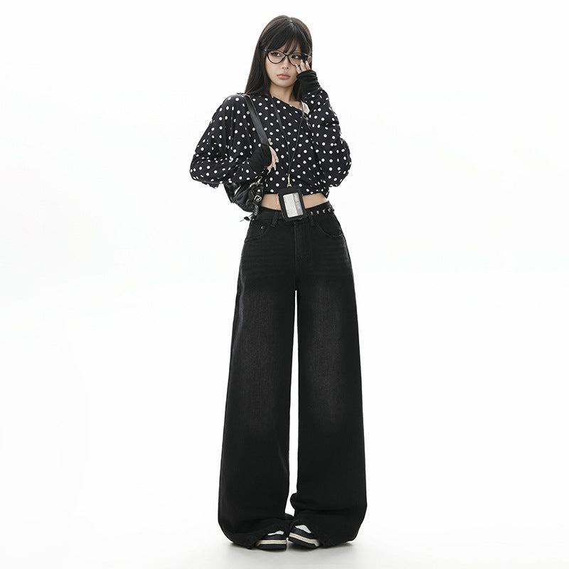 High Waist Loose Slim Straight Leg Long Pants