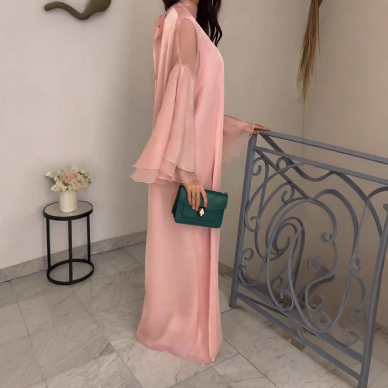 Style Spotlight: The Elegant Stand Collar Flare Sleeve Maxi