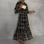 Elegant Long Sleeve Maxi Dress - Black