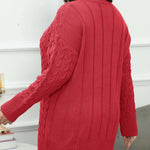 Plus Size Round Neck Long Sleeve Cable-Knit Sweater