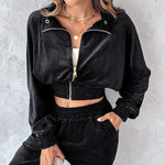 Long Sleeve Cropped Top and Pants Set - runwayfashionista.com