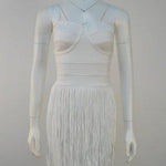 Tight Shoulder Strap Tassel Mini Dress