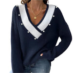 V-neck loose sweater -runwayfashionista.com