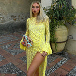Yellow Lace Midi Dress: Sexy & Elegant Style