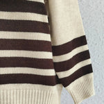 Striped Dropped Shoulder Long Sleeve Sweater - runwayfashionista.com