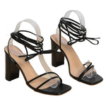 Lace up peep toe sandals - runwayfashionista.com