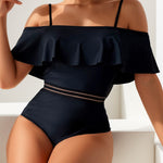 This daring one-piece swimsuit features a flattering high-waist design that enhances your silhouette with confidence and style.