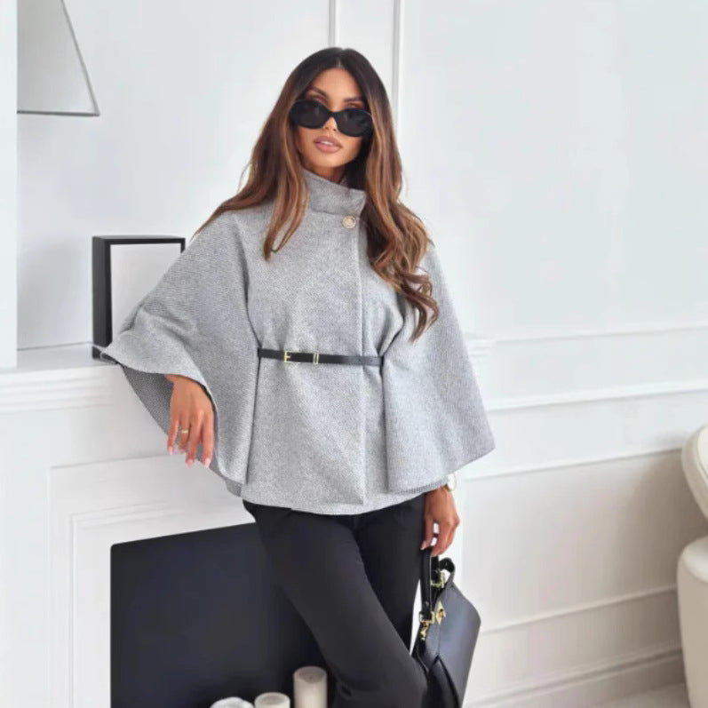 Elegant Woolen Cape Coat: Pure Sophistication - runwayfashionista.com