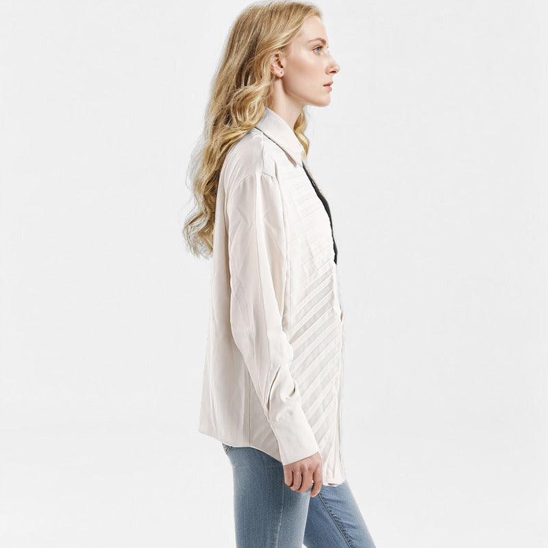 Pleated Irregular Long Sleeved Shirt