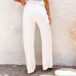 Decorative Button High Waist Pants - runwayfashionista.com