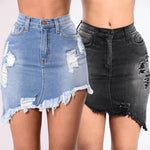 Ripped Tassel Package Hips Mini Skirts