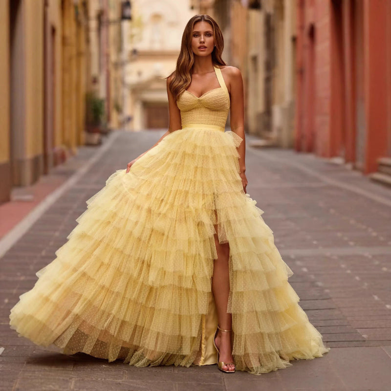 Gemini said💛 THE SUN-DRENCHED SHOWSTOPPER: Sexy Mesh Strapless Gown