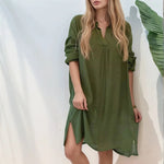 Bold Shirt Dress with Daring Side Slits
