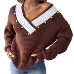 V-neck loose sweater -runwayfashionista.com