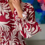 Printed Flounce Sleeve Maxi Dress