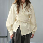 Cross Tie Waist Cinched Shirt