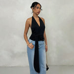 Backless Suspender Deep V-Top - runwayfashionista.com