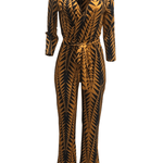 V neck long sleeve jumpsuit - runwayashionista.com