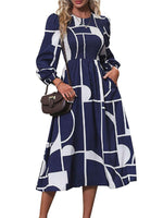 Long Sleeved Printed Dress