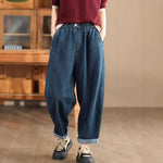 Retro Loose Harem Jeans with Elastic Waist