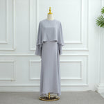 Elegant Fitted Waist Long Robe Cape Two-Piece Set