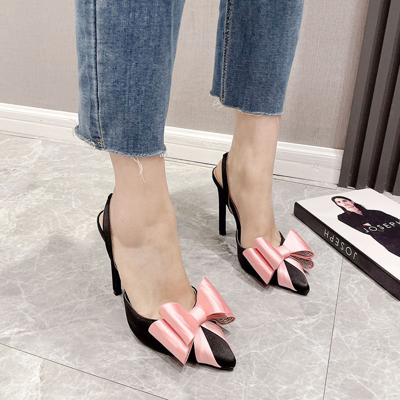 Skyline Elegance: The Silk & Satin Pointed Slim High Heels