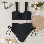 High Waist Two Piece Black Swimsuit.