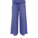 Plaid Round Neck Half Sleeve Top and Pants Set -runwayfashionista.com